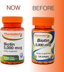 Biotin 5000 Mcg, Vitamins For Hair Skin And Nails, Improve Nail Quality, Non-Gmo, Gluten Free, Supplement For Women, High Potency, 120 Softgels