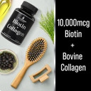 Biotin And Collagen Supplement  10,000Mcg Biotin + Bovine Collagen For Thinning & Brittle Hair. Advanced 2-In-1 Vitamin Complex. Supports Thicker, Healthier Hair Growth For Women, Men