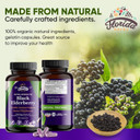 Black Elderberry Capsules | 180 Count | Sambucus Elderberry Vitamins, Non-Gmo, Gluten Free, Organic Elderberry Extract Sambucus Nigra