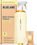Blueland Multi-Surface Cleaner, Starter Set, Fresh Lemon Scent, Spray Bottle With 4 Refill Tablets, All-Purpose, Eco-Friendly Cleaning Supplies, 4 X 24 Fl Oz