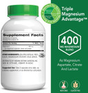 Botanic Choice Triple Magnesium Advantage - Magnesium Aspartate Citrate & Lactate Complex Supplement For Nerve, Digestive, Muscular & Heart Health For Men & Women (90 Capsules)