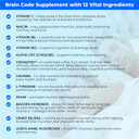 Brain Code Nootropic Brain Supplement For Memory And Focus | Supports Cognitive Health & Mental Clarity, Enhance Concentration | 90 Capsules