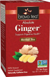 Bravo Tea Absolute Ginger Herbal Tea Caffeine Free, 20 Tea Bags, 1 Count