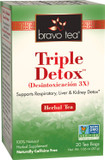 Bravo Tea Triple Detox Herbal Tea Caffeine Free, 20 Tea Bags, 6 Count