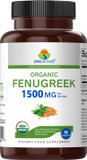 Brieofood Organic Fenugreek 1500Mg, 45 Servings, Vegetarian, Gluten Free, 90 Vegetarian Tablets