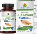 Brieofood Organic Shatavari 1500Mg, 45 Servings, Vegetarian, Gluten Free, 90 Vegetarian Tablets