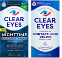 Bundle Of Clear Eyes Nighttime Restoring Eyes Drops, Nighttime Relief Dry Eye Drops, 0.5 Fl Oz + Clear Eyes Contact Lens Relief Eye Drops, 0.5 Fl Oz