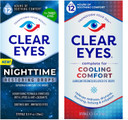Bundle Of Clear Eyes Nighttime Restoring Eyes Drops, Nighttime Relief Dry Eye Drops, 0.5 Fl Oz + Clear Eyes Cooling Comfort Relief Eye Drops, 0.5 Fl Oz