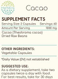 Cacao 120 Capsules, 500 Mg, Cacao (Theobroma Cacao) Dried Raw Beans (120 Capsules)