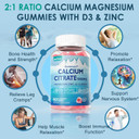 Calcium Citrate 1000Mg, Calcium Gummies With Calcium & Magnesium 2:1 Ratio, Plus Vitamin D3, Zinc, B6 & Potassium  High Absorbable Calcium Chewable, Bone & Muscle Support, Vegan, Sugar-Free, 120Cts