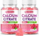 Calcium Citrate Gummies 1000Mg W/Vitamin D3, High Absorption Calcium Supplement For Women & Men, Plus Magnesium, Potassium, Zinc For Muscle & Immune, Sugar-Free, Raspberry Flavor, 60 Count