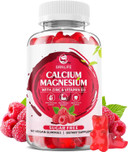 Calcium Magnesium Zinc Gummies With Vitamin D3, Sugar Free Calcium Gummies For Women Men, Raspberry Flavor - 60 Count