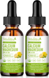 Calcium Magnesium Zinc Liquid With Vitamin D3, Magnesium Glycinate Plus Vitamin C K2| High Absorption Plant Calcium Supplement For Heart & Bone| Gluten FreeSugar-Free | 60 Servings | Lemon Flavor