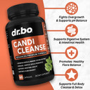 Candi Cleanse & Intestine Detox Support Supplement Pills - Extra Strength Probiotic Cleanser With Intestinal Flora Gut Support - Natural Oral Herbal Oregano, Caprylic Acid, Wormwood & Black Walnut