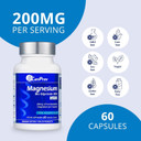 Canprev Magnesium Bisglycinate 200Mg Gentle 60 Veg Caps, 60-Day Supply, Chelated Magnesium Supplement For Bone & Muscle Support, Easy To Digest, Promote Relaxation & Comfort, Vegan, Non-Gmo, No Sugar
