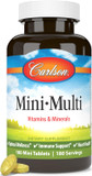 Carlson - Mini-Multi, Small Multivitamin Tablets, Vitamins & Minerals, Immune Support & Heart Health, Optimal Wellness, Mini Multivitamins, Multivitamin Mini Tabs, Easy To Swallow, 180 Mini Tablets