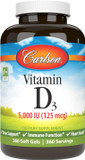 Carlson Vitamin D3 5,000 Iu, Bone Health, 360 Soft Gels