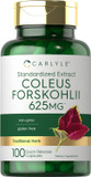 Carlyle Coleus Forskohlii Capsules | 625Mg | 100 Count | Non-Gmo & Gluten Free Standardized Extract | Forskolin Supplement