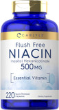 Carlyle Niacin 500Mg Flush Free | 220 Capsules | Non-Gmo And Gluten Free Essential Vitamin