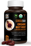 Clinical Daily Usda Organic Beet Root Powder Tablets For Fast Dissolution. 1350Mg Beets Blood Circulation Supplements Support Blood Pressure, Energy, High Athletic Performance. Non-Gmo 120 Beet Pills