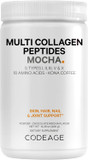 Codeage Multi Collagen Peptides Protein Powder - Chocolate Mocha Instant Coffee - Gourmet Knoa Coffee Drink & Shake - Collagen Type I, Ii, Iii, V & X - Grass-Fed, Hydrolyzed, Non-Gmo - 14.39Oz