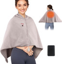 Cordless Heated Blanket, Battery Powered Heated Shawl Wrap Wearable Travel Blanket For Back Pain Cramps Relief, For Office, Camping, 3 Heat Settings, Battery Included
