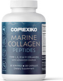 Correxiko Marine Collagen Supplement Pills - 1800Mg Hydrolyzed Collagen Peptides Per Serving With Added Hyaluronic Acid, Vitamin C & Minerals - For Hair, Skin & Nails - 240 Capsules 2 Month Supply