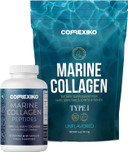 Correxiko Marine Collagen Supplement Pills & Powder Bundle - Includes 10,000Mg Double Hydrolyzed Collagen Powder 5Oz & 1800Mg Collagen Peptides 120 Capsules - For Hair, Skin & Nails