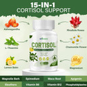 Cortisol Supplement, 15 In 1 Cortisol Manager With Ashwagandha, L-Theanine, Magnesium,Supports Cortisol Health & Relaxation,Stress Management & Restful Sleep, 60 Capsules