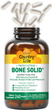 Country Life Bone Solid - Bone Health Supplement With Microcrystalline Hydroxyapatite (Mcha), Calcium, Magnesium, Zinc, Vitamins K2 & D3 For Enhanced Bone Strength & Metabolism - 180 Capsules
