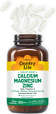Country Life Calcium Magnesium Zinc With Vitamin D3 And L-Glutamic Acid, Dietary Supplement For Bone Support, Certified Gluten Free, 1000Mg/500Mg/50Mg, 250 Tablets