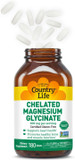 Country Life Chelated Magnesium Glycinate 400Mg, 90 Tablets, Certified Gluten Free, Certified Vegan, Certified Halal, Non-Gmo Verified
