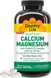 Country Life Target-Mins Calcium Magnesium With Vitamin D-Complex, 1000Mg/500Mg/10Mcg, 360 Vegan Capsules, Certified Gluten Free, Certified Vegan, Verified Non-Gmo Verified