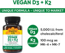 Country Life Vegan D3 + K2  5000 Iu Vitamin D3 & 100 Mcg Mk-4 & Mk-7 | Supports Bone, Immune, Colon & Artery Health | Certified Vegan, Gluten-Free, B-Corp, 60 Capsules