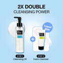 Coxir Ultra Hyaluronic Cleansing Oil 5.07 Fl.Oz + Greentea Ph Clear Foam Cleanser 1.01 Fl.Oz L For Double Cleansing, Hyaluronic Acid, Hydrating, Smoothing, Calming, Moisturizing, Korean Skin Care