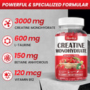 Creatine Monohydrate Gummies For Men & Women, Chewable 3G Creatine Monohydrate With Vitamin B12 For Muscle Growth & Recovery-Vegan, Natural Strawberry Flavor, 90 Gummies