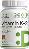 Deal Supplement Vitamin K2 Mk-7 200Mcg Per Serving, 240 Coconut Oil Softgels | Easily Absorbed Menaquinone-7 Form | Bone, Joint, & Immune Support  Non-Gmo