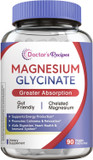 Doctor'S Recipes Magnesium Glycinate, Chelated Magnesium With High Absorption & Non-Buffered, Easy On Stomach, No Gluten, Bone, Muscle, Nerve & Energy Support, 90 Tablets