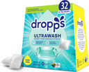 Dropps Ultrawash Plus Dishwasher Detergent, Unscented (64 Pods) - Triple Action Biobased Power Deep Clean Dishwasher Detergent Tablets For Tough Stains - Dishwashing Pods For Shiny Dishes