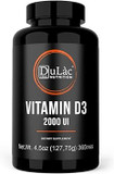Dulàc - Vitamin D3 2000 Iu - Pure Vitamin D Supplement Made In Italy, 365 Tablets - Promotes Calcium And Phosphorus Absorption For Bones, Teeth, Muscles And Immune System