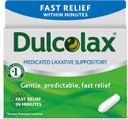 Dulcolax Fast Relief Medicated Laxative Suppositories Fast Relief, Rectal Use Only, Bisacodyl, 10 Mg & Overnight Relief Laxative For Gentle Constipation Relief, Bisacodyl 5 Mg Tablets, 50 Count