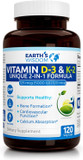 Earth'S Wisdom Vitamin D3 5000 Iu With K2 (Mk7) Formula. Muscle, Bone, Heart & Immune Support. Superior Absorption. 120 Capsules. Free From Gluten, Dairy, Soy. Non-Gmo. Manufactured In Usa