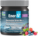 Ener-Iv Electrolyte Hydration & Energy Drink Mix Potassium Zinc & Vitamin C Electrolytes Powder - Muscle Recovery & Immunity Sports Drinks For Women & Men, Low Sugar Non-Gmo, Mixed Berry - 45 Servings