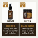 Every Man Jack Beard Oil & Beard Butter Bundle - Aged Bourbon Fragrance - Rejuvenates, Hydrates & Styles Dry Beards - Naturally Derived With Cocoa Butter And Shea Butter