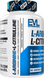 Evlution Nutrition L-Arginine + L-Citrulline - Endurance + Workout Performance Supplement - 1000Mg Complex - Vasodilation + Nitric Oxide Support - Vegan + Gluten Free Capsules - 60 Servings