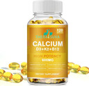 Extra Strength 4-In-1 Calcium 600Mg + Vitamin D3 5000Iu + K2 + B12 Natural Supplement Complex For Bone And Immune Health, 120 Softgels, 60 Day Supply