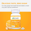 Ez Melts Dissolvable Sugar-Free Kombucha Tablets With Scoby & Apple Cider Vinegar, Gut Health Supplements For Men & Women, Ginger Lemonade Flavor, 2-Month Supply