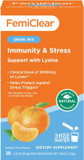 Femiclear Herpease With L-Lysine 3000Mg Dietary Supplement Drink Mix With Zinc 11Mg Vitamins A And C 900Mg Sensoril Ashwaganda 250Mg Stevia Extract 60Mg