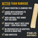 Fidelis Rawhide Free Dog Chews Long Lasting, Treat Sticks, Dog Treats, Small & Large Dogs, Beef Collagen, Gluten Free, Grain Free, Pet Chew, Bones-Alternative, Made In Usa, 4Pk, Beef, 7"