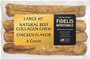 Fidelis Rawhide Free Dog Chews Long Lasting, Treat Sticks, Dog Treats, Small & Large Dogs, Beef Collagen, Gluten Free, Grain Free, Pet Chew, Bones-Alternative, Made In Usa, 4Pk, Chicken, 10"
